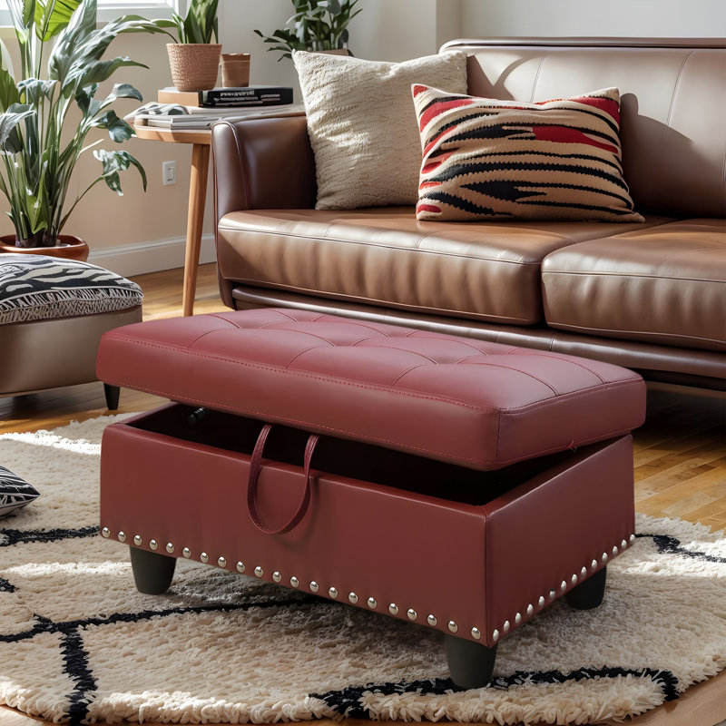 Repose-pieds avec rangement Ginger, Rouge