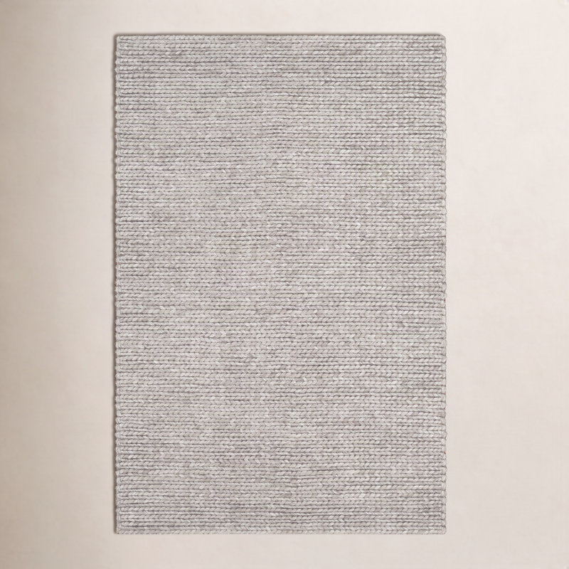 Tapis gris clair / ivoire fait à la main Ithaca, Rectangle 2 pi x 3 pi