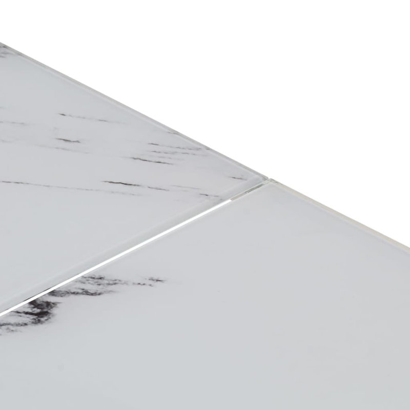 Table basse vidaXL Acier inoxydable, verre trempé, Blanc, H 15,75 po x l 31,50 po x L 31,50 po