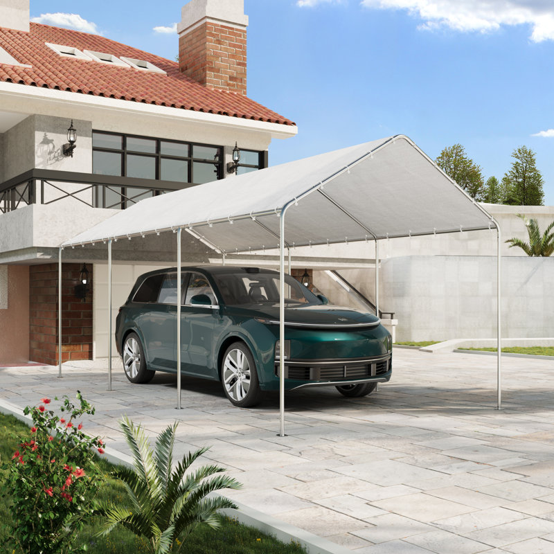 10 Ft. W x 20 Ft. D Carports, Waterproof & UV Protected Garage, Outdoor Canopy, White