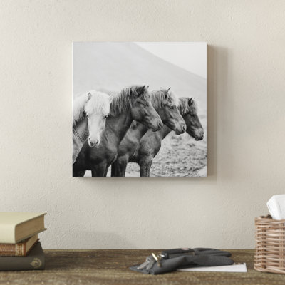 «B and W Horses IX» par PHBurchett - reproduction de photo sur toile