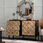 Buffet de console de style moderne du milieu du siècle, 49,27 po, 6 tiroirs, en bois massif, motif géométrique en losange 3D, pieds en métal noir, idéal pour la chambre d'enfant ou un appartement.
