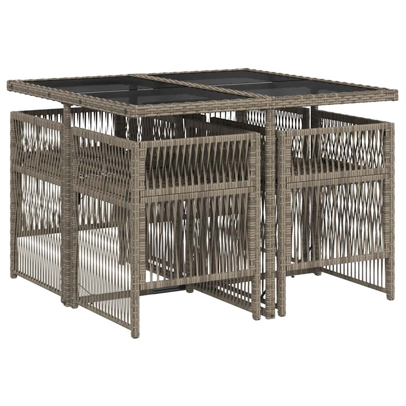 Patio Dining Set with, Grey; Black, 5, 73 cm H x 110 cm W x 106 cm D, Black, 4