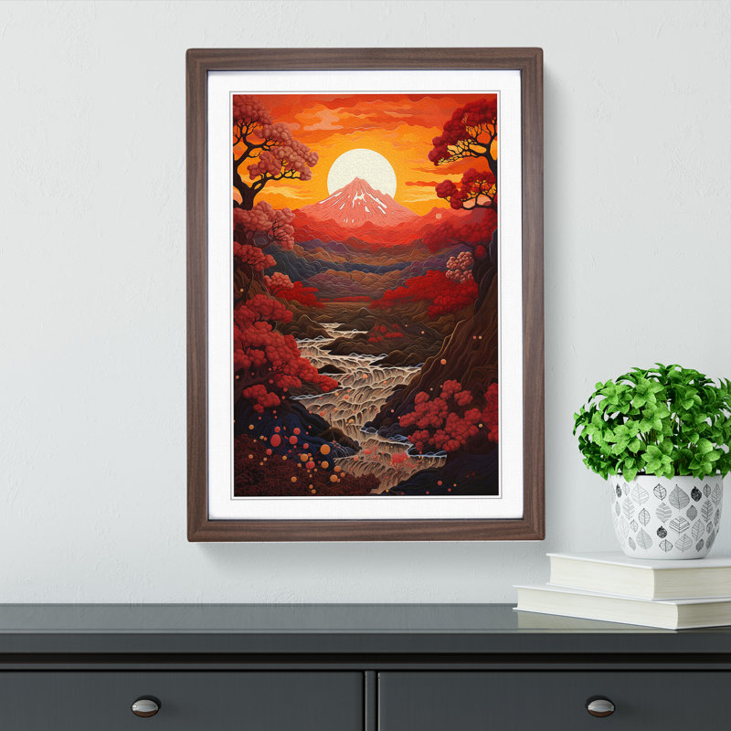 Japanese Sunset Orphism No.2 - Framed Print, Walnut Framed, 34cm H x 25cm W x 2cm D