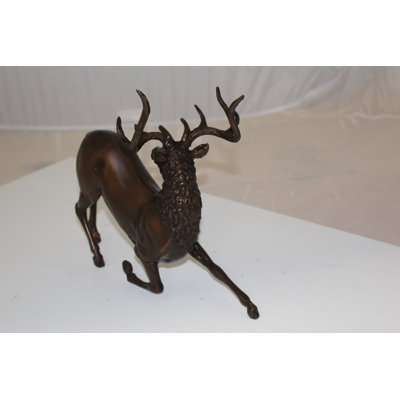 Atia Deer Bronze Statue -  Size: 12"L x 5"W x 10.5"H.
