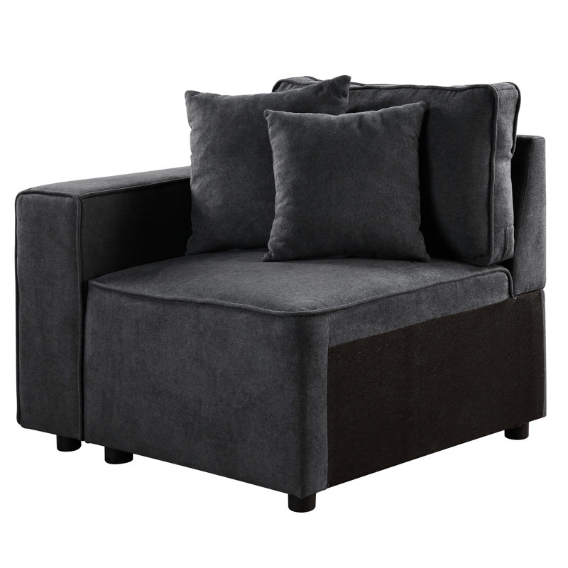 Fauteuil d'appoint gris moderne avec dossier moelleux et siège confortable