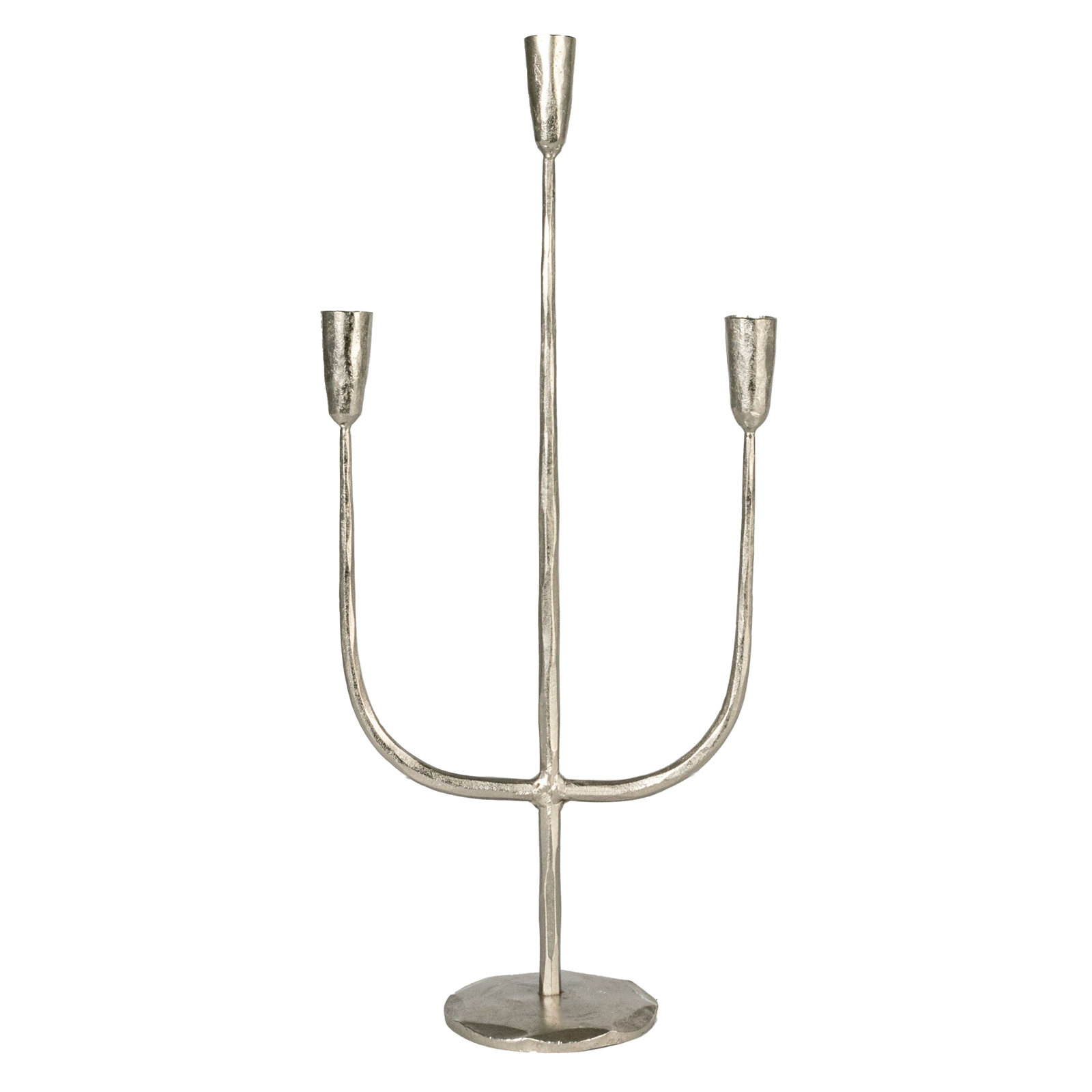 Hand-Forged Metal Candelabra, Silver