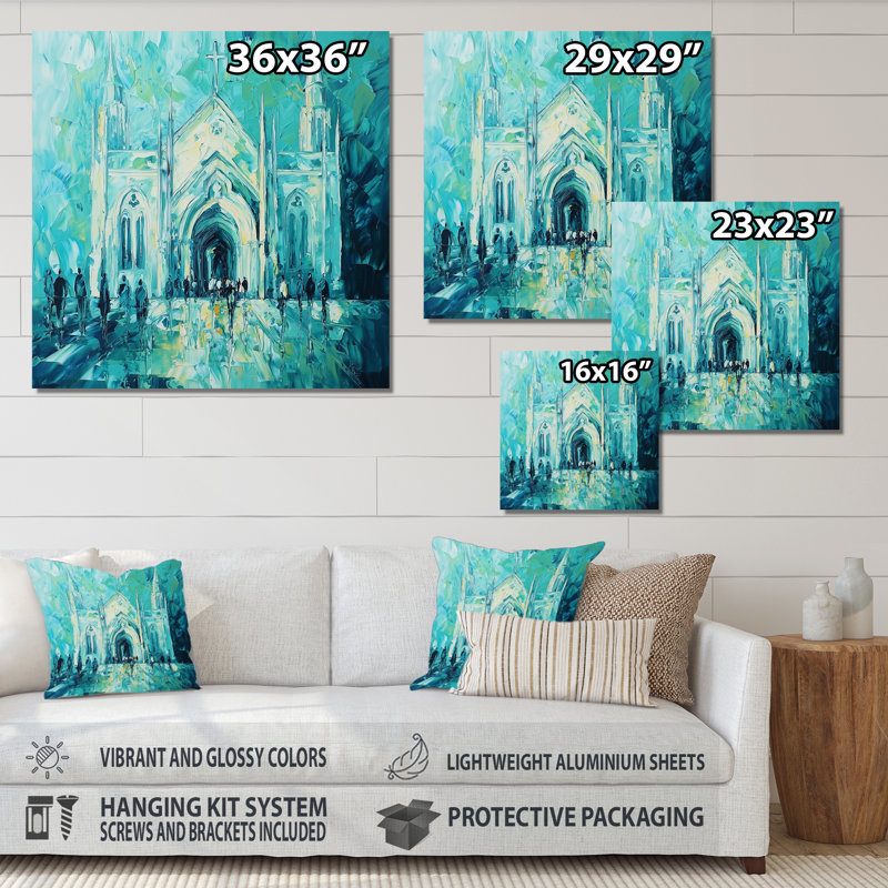 Church Cathedral In Ireland II - Spiritual Metal Decor, Church Metal Print, 16" H x 16" W