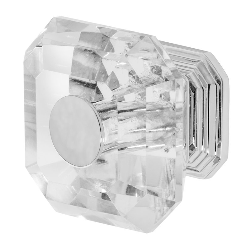 1 poignée carrée de 3 3 po, Chrome poli, Transparent