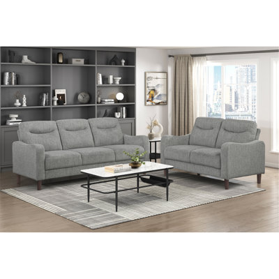 Modern 2-Piece Sofa Set Gray Chenille Upholstery Sofa Loveseat Comfort Pocket Coils  Wood Furniture
