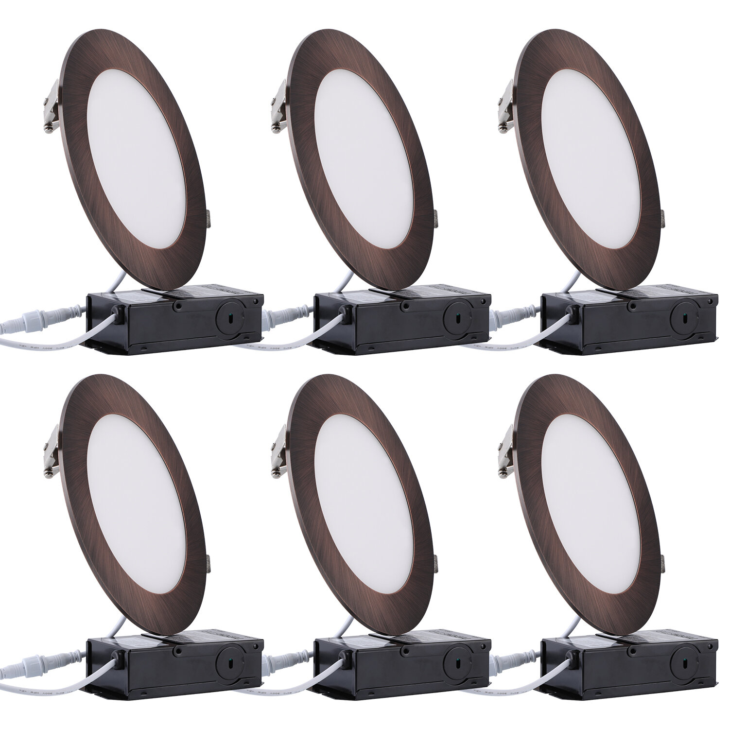 12 Pack Inch Ultra-Thin LED Recessed Ceiling Light with Junction Box, CRI90, 14W=100W, 1100lm, 5000K Daylight White, Dimmable LED Downlight, Canless