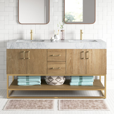 Alistair 60'' Double Bathroom Vanity with Engineered Stone Top