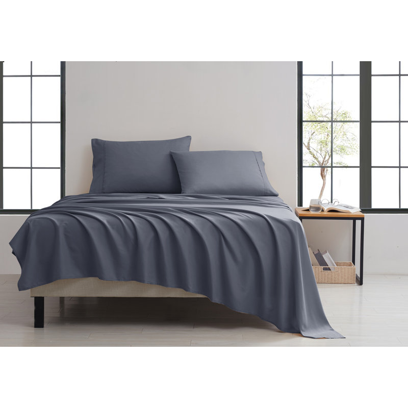 Ensemble de draps en sergé , Gris, Grand