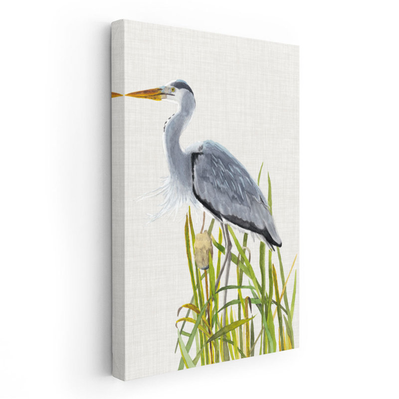 «Waterbirds and Cattails II», reproduction d'art sur toile, H 30 po x l 20 po