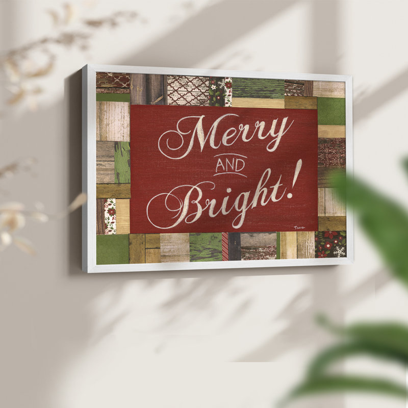«Merry and Bright», reproduction encadrée, H 8 po x l 10 po, Blanc