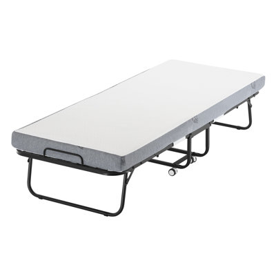 Rollaway Bed Twin Size with Memory Foam Mattress - Portable Folding Guest Bed with Sturdy Metal Frame & Wheels