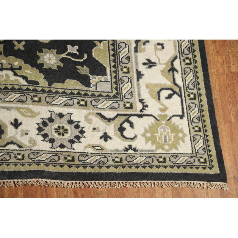 Tapis noir en laine noir Oushak 9 x 12