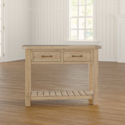 Almerton 2 Drawer Console Hallway Table With Open Shelf – Solid Reclaimed Natural Pine