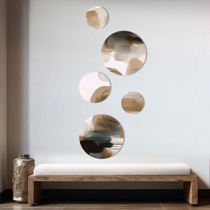 Painting of Abstract Shapes II - Abstract Round Metal Wall Decor print