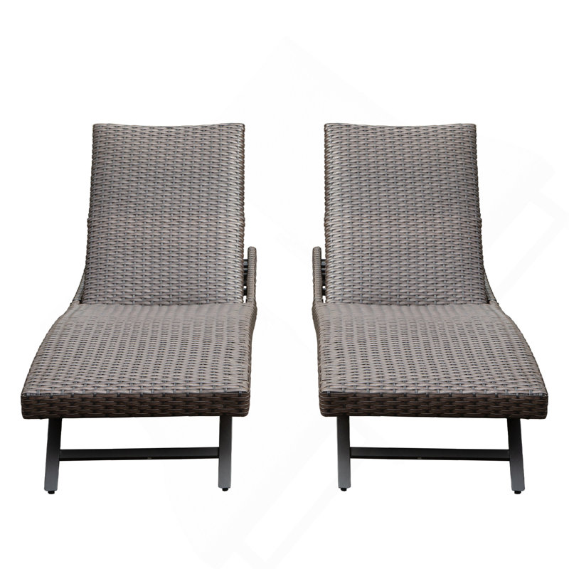 Chaise longue d'extérieur en osier 2 pièces