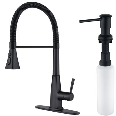 Robinet de cuisine rétractable à poignée simple 3 modes avec distributeur de savon