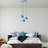 Light Blue Metal Chandelier, Adjustable Height 17.7 - 43.7 Inches | 3 x E27 Socket, Max 40W | Elegant Design, Ø17.7 x 1.2 Inches Base Plate | Perfect for Dining Room & Living Space, Stylish & Functional Lighting Solution-1468209091-1468209092