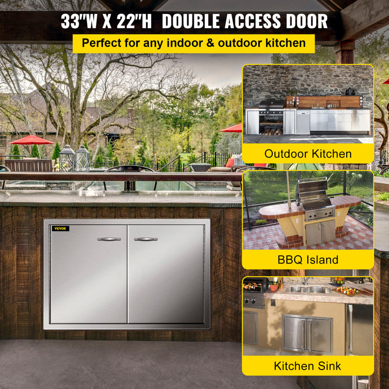 Stainless Steel Double Access BBQ Door with Handles