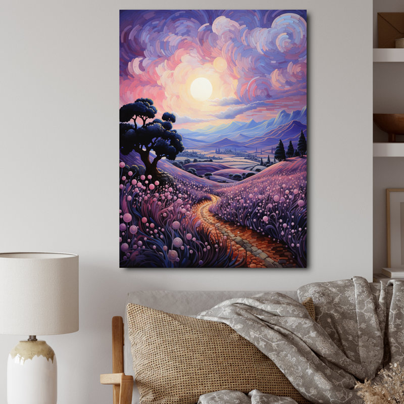 Décoration murale en toile Vangogh lavande Fields Pointillism I - Vangogh, H 32 po x l 16 po x P 1 po, Toile tendue