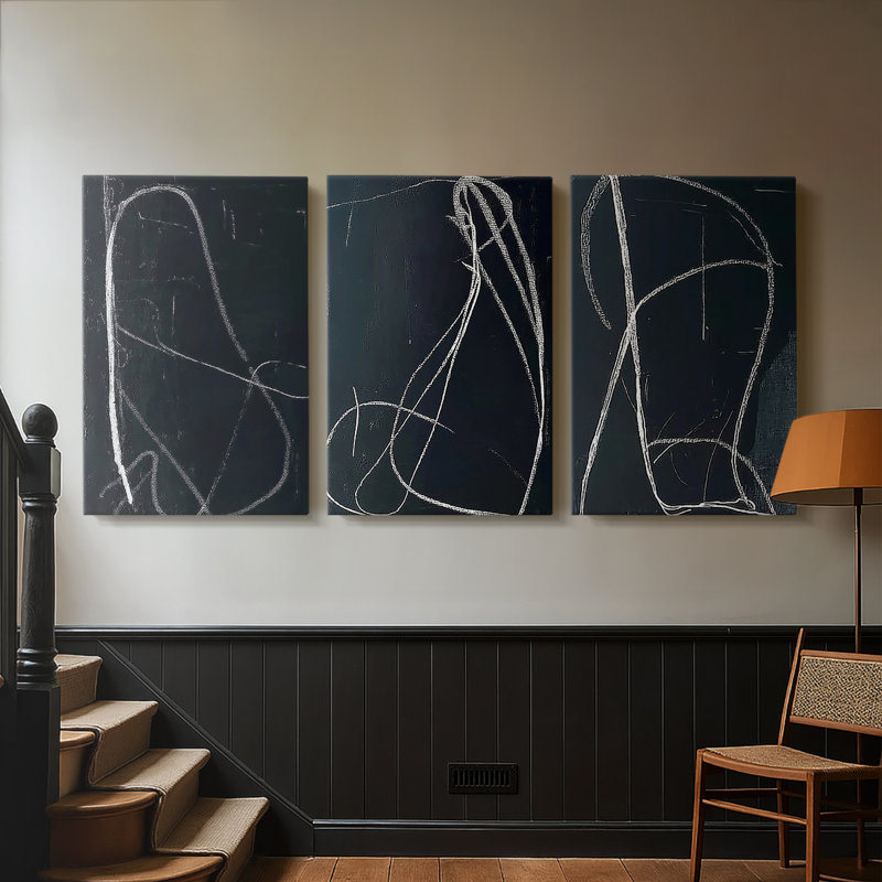 ABSTRACT Series DCxxxxi - Toile tendue sur mesure - 3 pièces, H 48 po x l 96 po