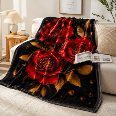 Jeté de luxe à motif floral rose, douillette douillette pour canapé-lit, chambre à coucher, salon, décoration intérieure