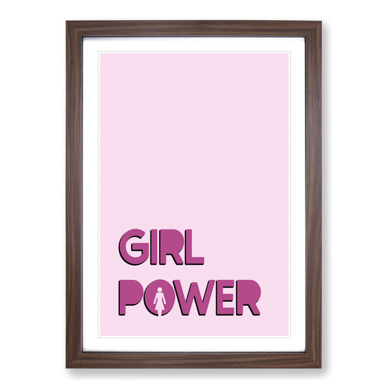Power - Picture Frame Typography, 90cm H x 65cm W x 2cm D, Walnut Framed