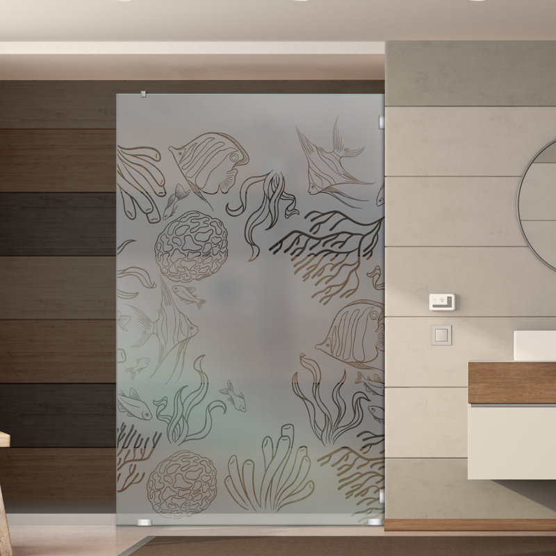 29-1/2 In W x 75 In H Modern Shower Tempered Glass Panel with Easy Maintenance Frosted Surface, Left, Semi-Private
