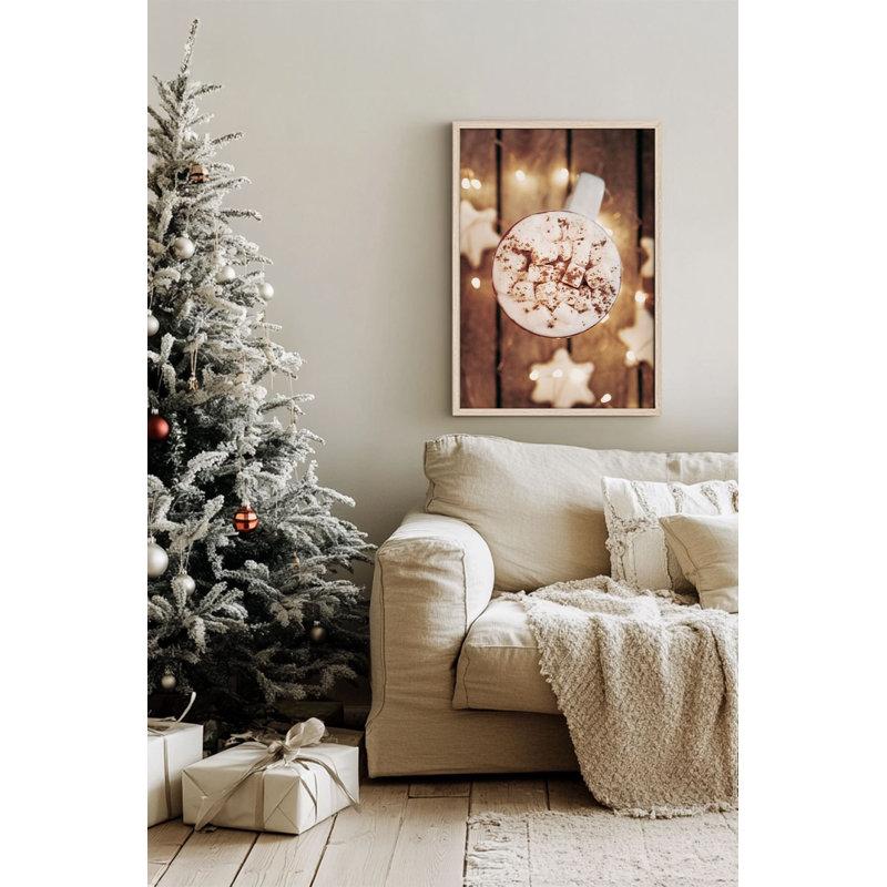 «Festive Christmas», peinture encadrée décorative de 13,0 po x 19,0 po | Cadre 100% bois massif (épaisseur: 0,8 pouce), œuvre d'art 100% MDF | Impression numérique pour des couleurs vives, décoration murale parfaite pour la maison et le bureau