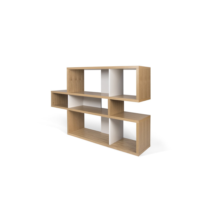 Shella 99.6cm H x 155.9cm W Geometric Bookcase, Oak Veneer / White Matt