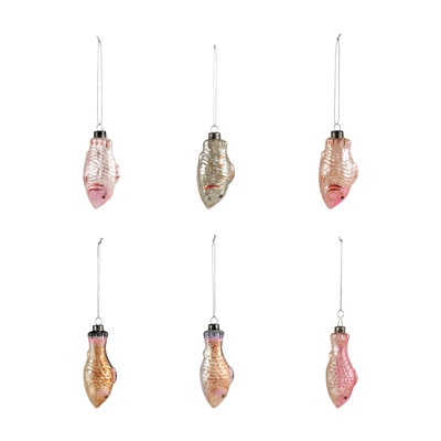 Ornement en forme de poisson en verre mercurisé rétro avec paillettes