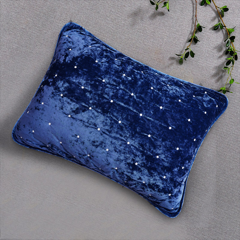 Ensemble de courtepointe Velvety Dreams, Courtepointe pour lit simple + 1 taie décorative, Bleu foncé