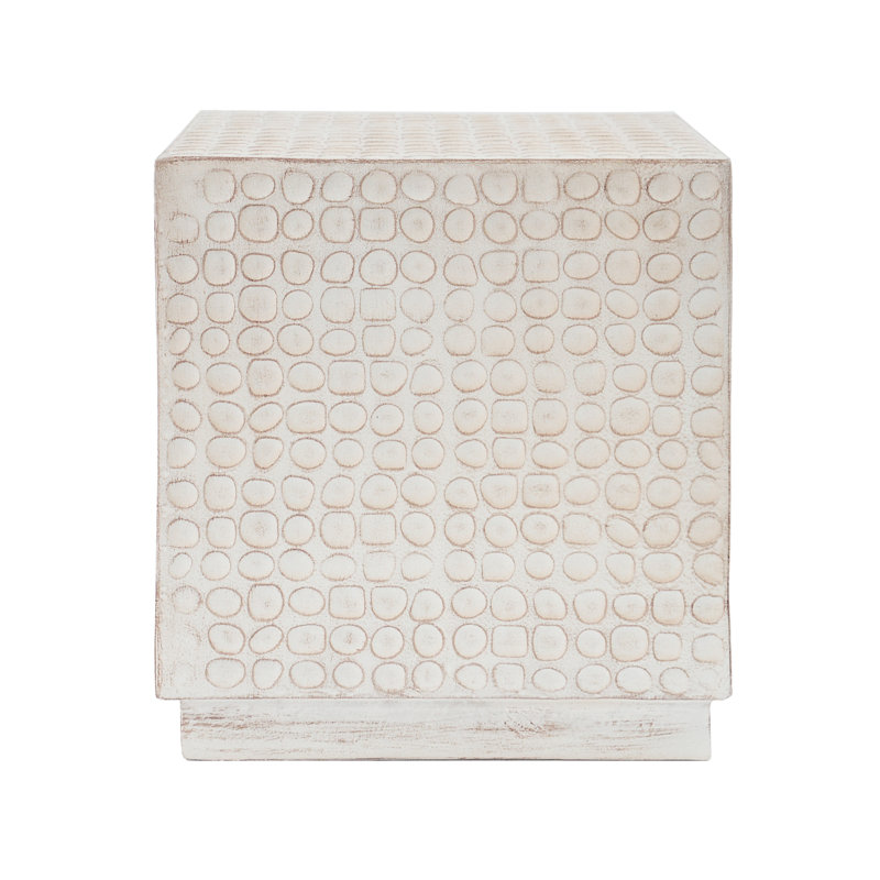 17" Mgo Material Side Table, Polka Dot Cube Texture End Table Nightstand