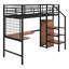 Lit mezzanine en métal avec bureau et grille en métal, avec garde-robe