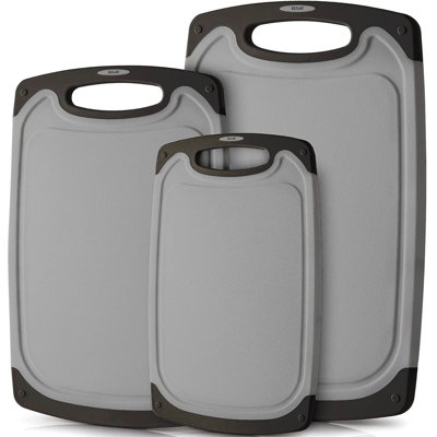 Zulay Kitchen 3-Piece Set Plastic Cutting Boards with Juice Grooves