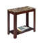 Grande table de bout en bois 24 po avec finition cerisier foncé et plateau en marbre