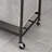 Gray Three-Compartment Metal Laundry Trolley With Locking Wheels And Detachable Fabric Storage Basket With Handle.