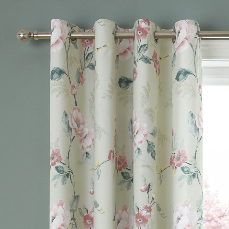 Floral Trail Eyelet Room Darkening Curtains
