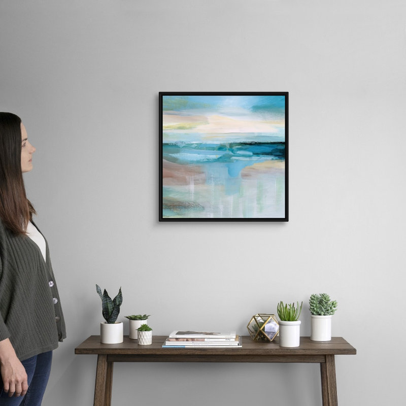 Tuscan Light - Painting on Canvas, 21.7" H x 21.7" W x 1.75" D, Black Floater Framed