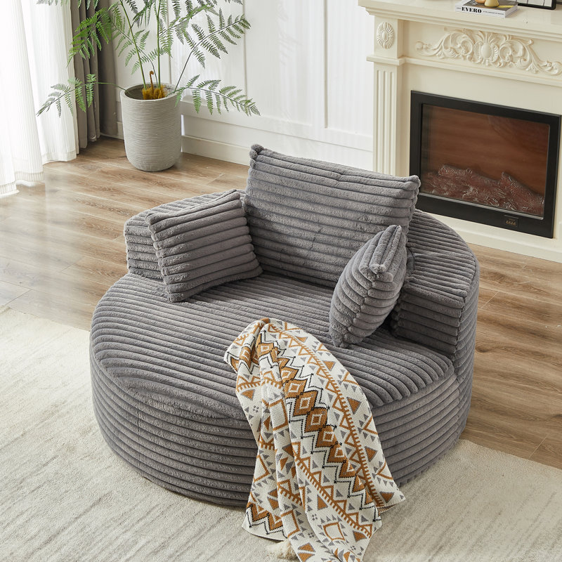 Canapé simple rembourré, Gray Corduroy