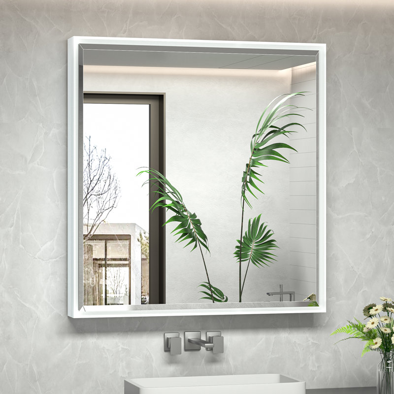 Cyrille Recessed & Surface Framed Medicine Cabinet with Mirror and Shelves, 32" H x 30" W x 5.2" D, White