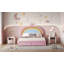 Lit double tapissier arc-en-ciel pleine grandeur, lit plateforme en velours avec tiroir de rangement, sans sommier, coloré et rose