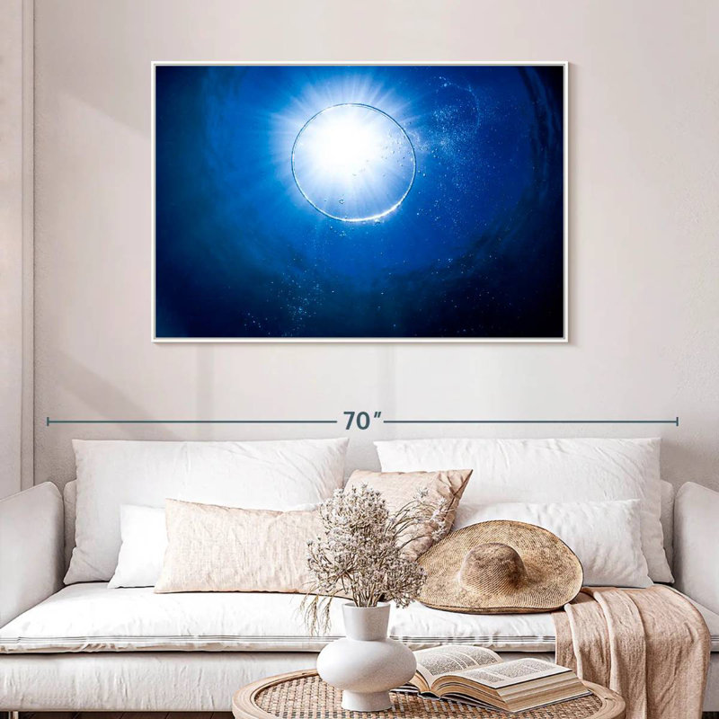 Bulle sous l'eau, 46 po x 31 po, Cadre flottant blanc