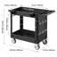 Utility Cart, 550 lbs Capacity, 2 Tier Service Cart with 360° Swivel & Fixed Wheels (2 with Brakes), Heavy Duty Plastic Rolling with Tray and Pegboard, Tool Storage for Garage Warehouse Workshop