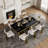 Rayni Rectangular Faux Marble Top with Stainless Steel Base Dining Table-973394804-973394805
