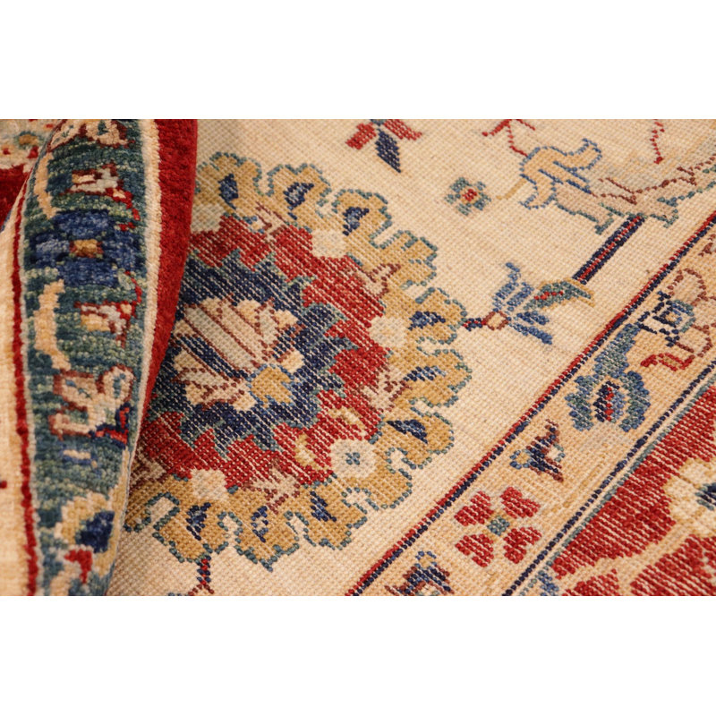 Tapis rouge oriental en laine noué à la main 8 pi 3 po x 9 pi 7 po Oriental